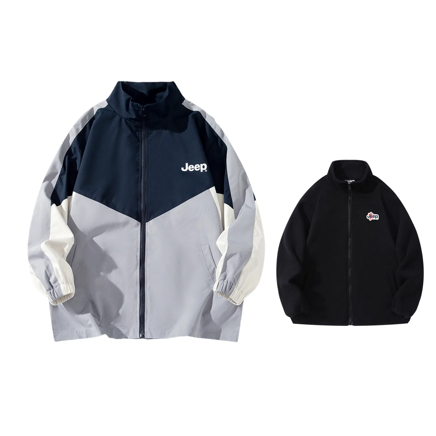 Детская куртка с воротником-стойкой Three-in-One Thickened Coat Jeep, Dark Navy Blue
