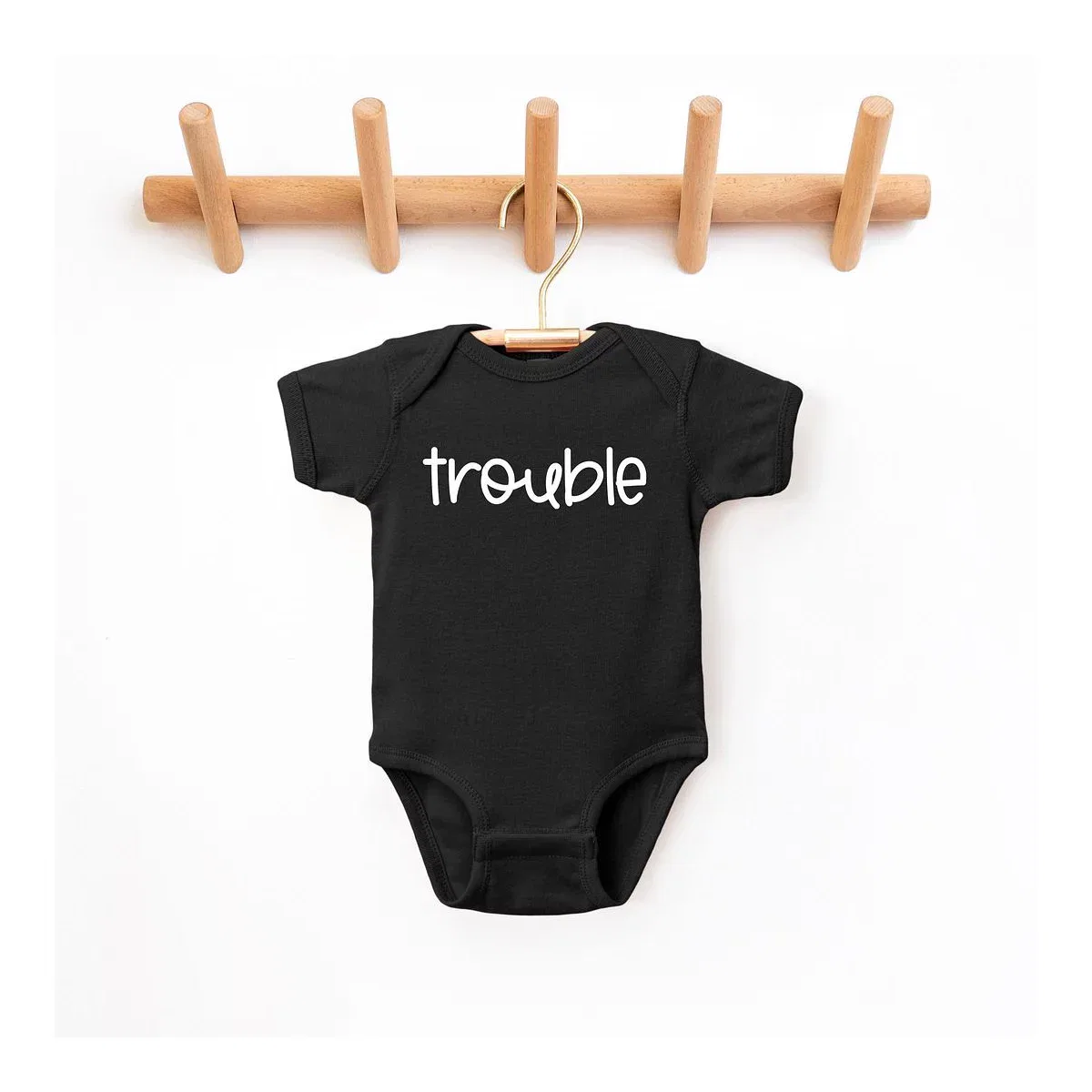 Детское боди с коротким рукавом Trouble The Juniper Shop, Black