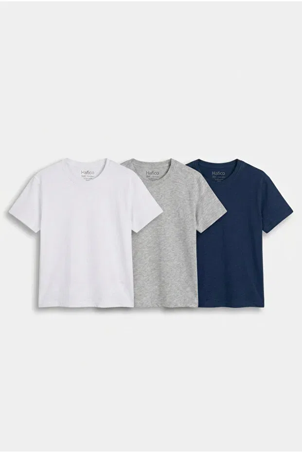 Детский комплект футболок с коротким рукавом Basics Hafico, Navy Blue-Grey-White