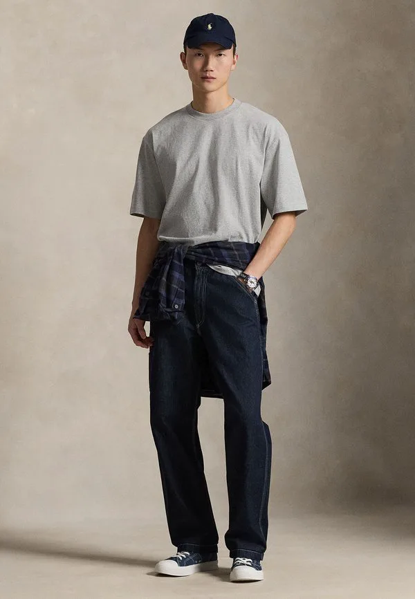 Футболка свободного кроя из замшевого трикотажа, базовая футболка Polo Ralph Lauren, Andover Heather — фото 2