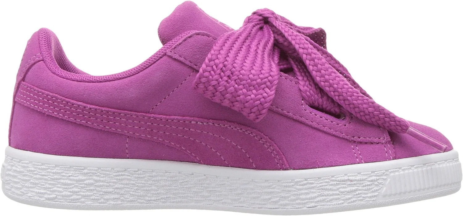 Детские кроссовки для девочек с принтом Suede Heart Ps-K PUMA, Rose Violet PUMA White — фото 3