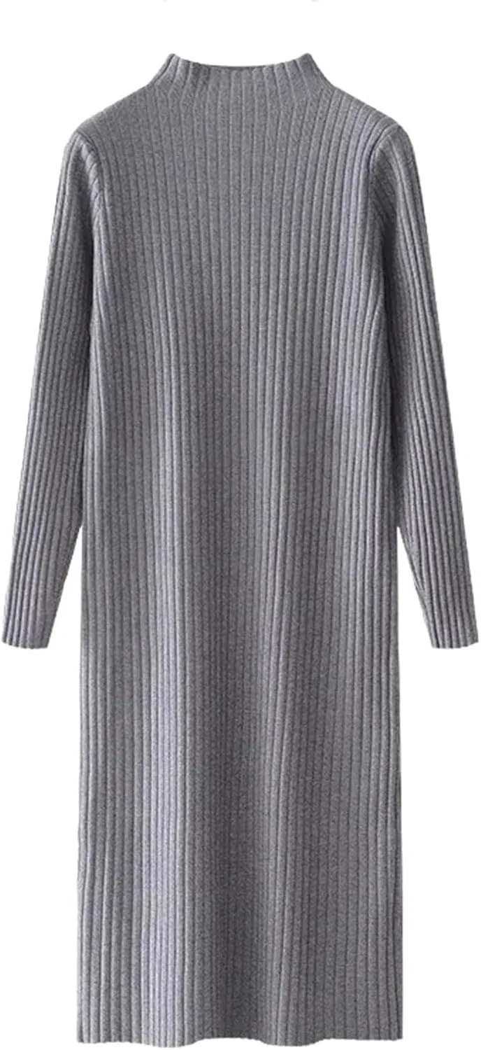 Женское платье-свитер с высоким воротом Casual, Grey