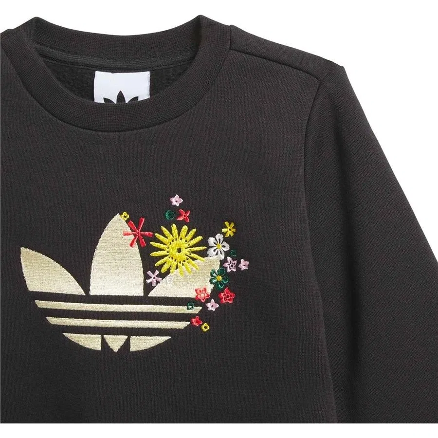 Детский спортивный комплект из футера с принтом adidas, Черный — фото 3