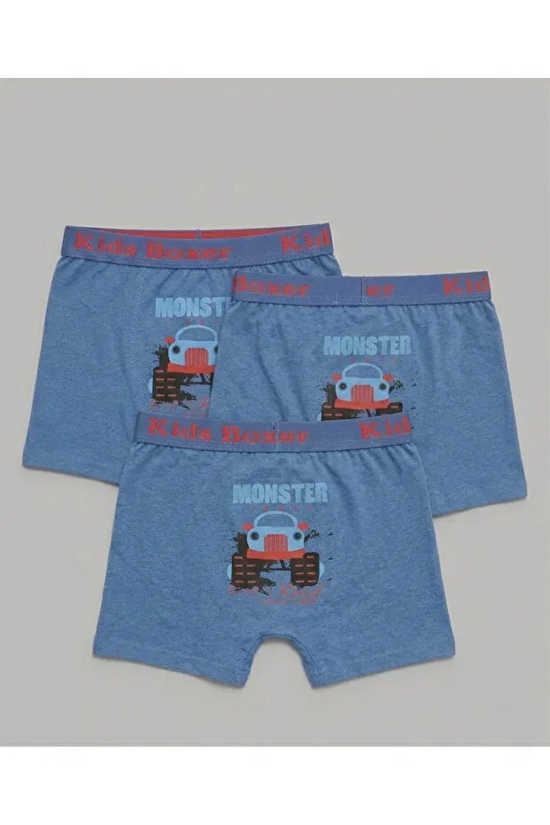 Детские боксеры для мальчиков с принтом Monster Truck Skycott, Navy Blue