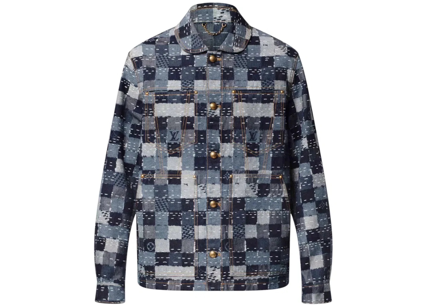 Мужская куртка с денимом Damier Denim Workwear Jacket Louis Vuitton, Indigo