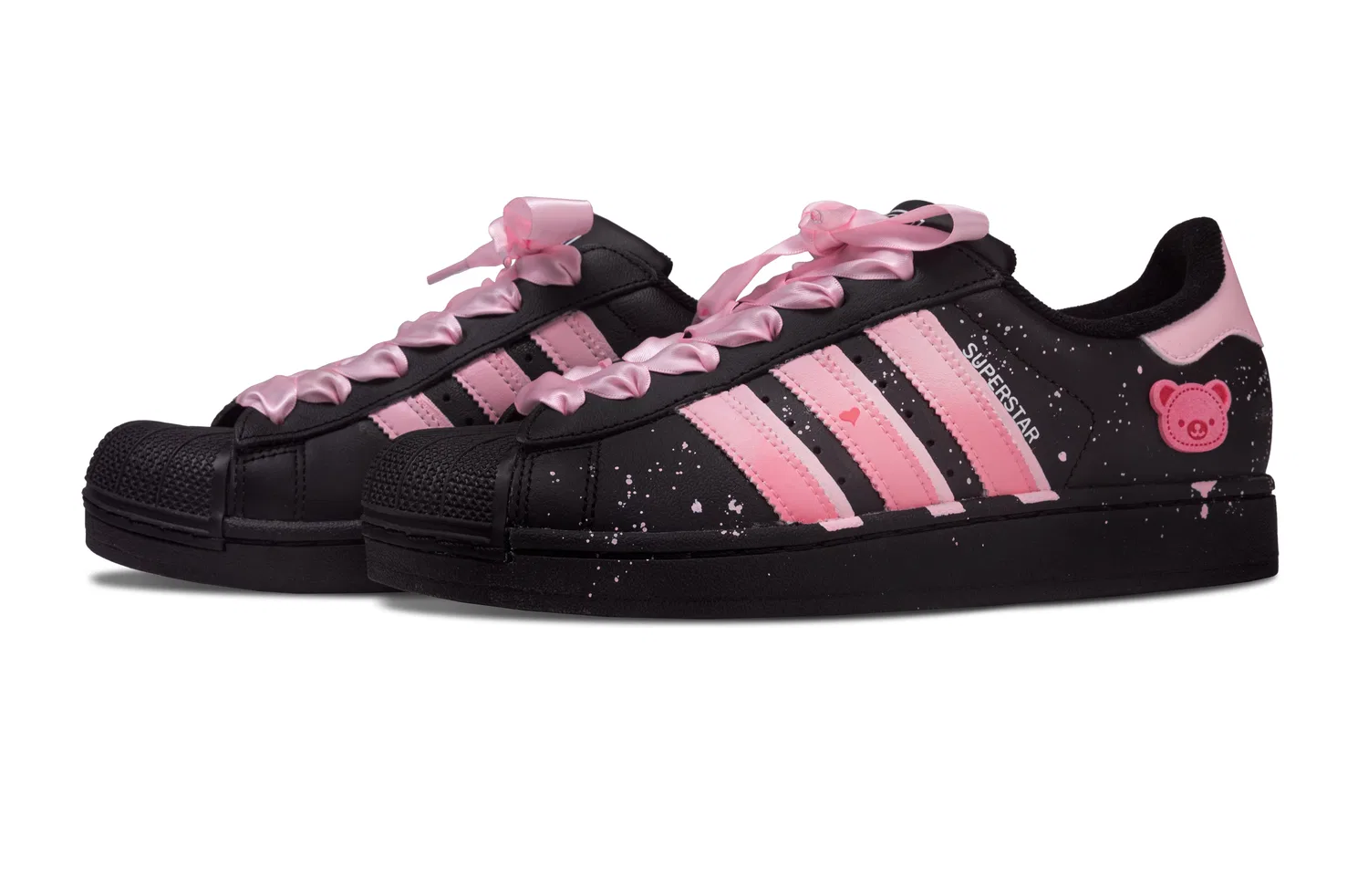 Детские кеды для скейтбординга с принтом Superstar 2, Adidas Originals, Black Pink Custom — фото 4