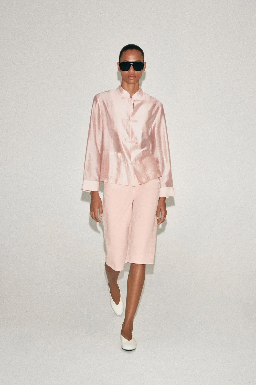 Джинсовые шорты-бермуды средней посадки из коллекции ZW ZARA, Pink — фото 4