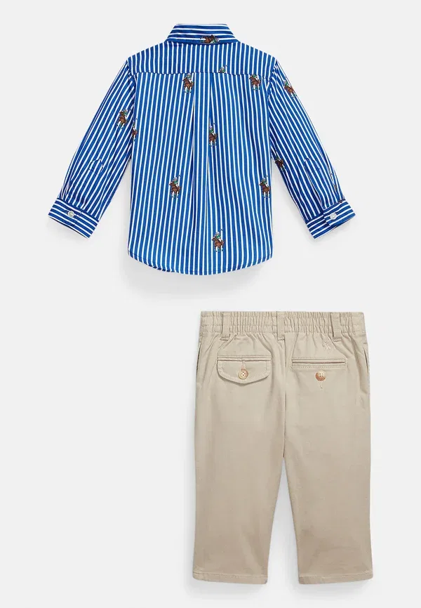 Комплект из рубашки и брюк, хлопок с эластаном, Polo bear shirt & flex abrasion pant set, Polo Ralph Lauren, Blue/Beige, синий/бежевый — фото 2