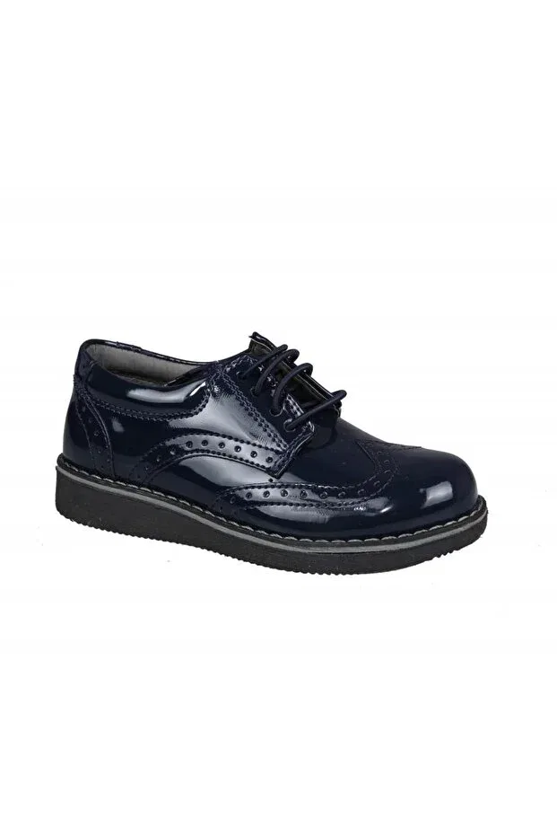 Детские туфли для мальчиков на шнуровке Bücür Ortopedi, Navy Blue — фото 2