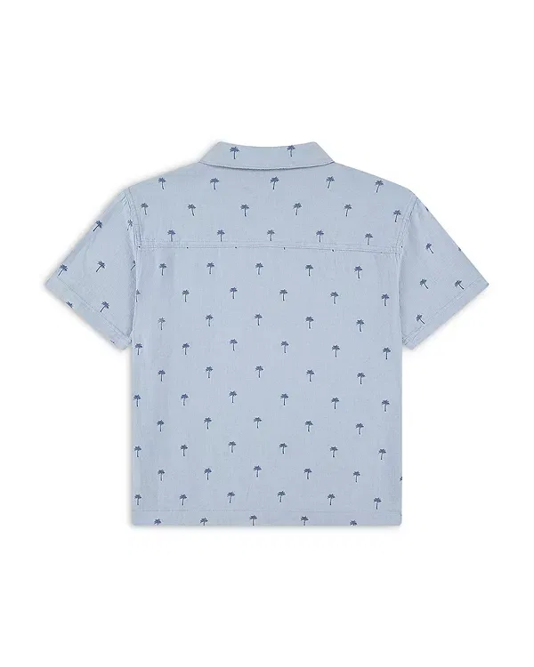 Детская рубашка для мальчиков с коротким рукавом Camp Shirt Abercrombie Kids, Blue Fog — фото 2