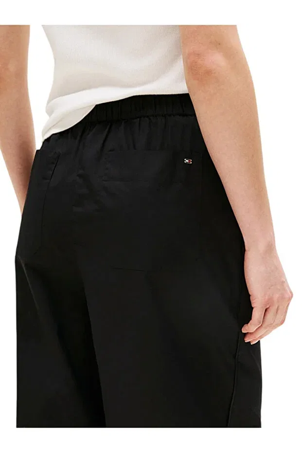 Женские брюки широкие поплин с высокой талией Tommy Hilfiger, Black — фото 3