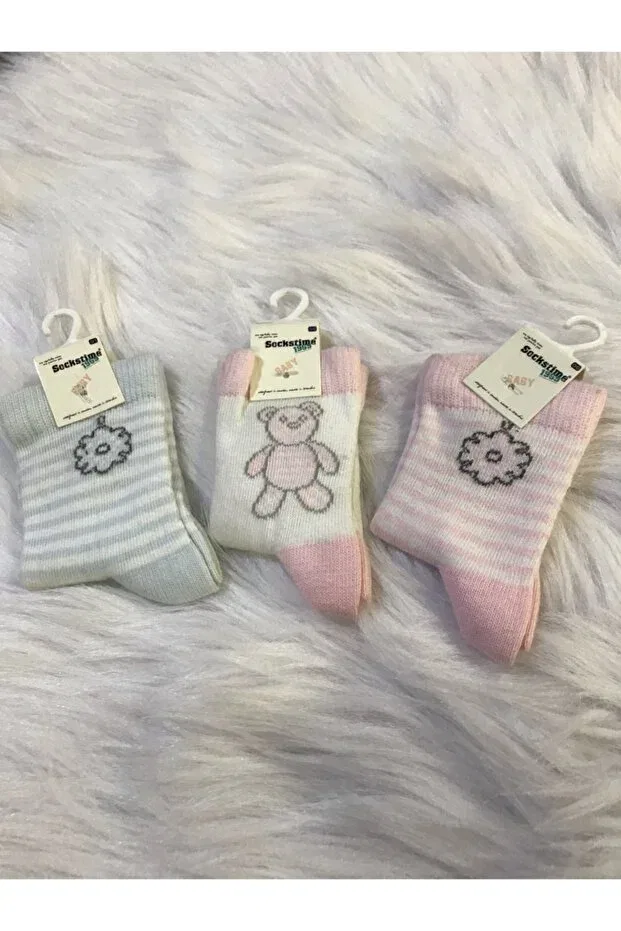 Детские носки хлопковые набор 3 шт Sockstime, White - Pink - Blue
