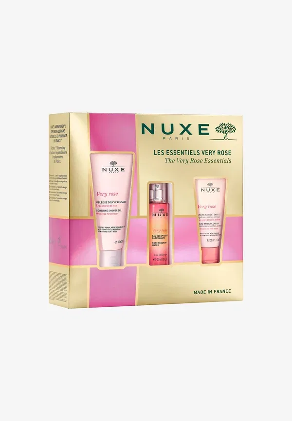 Набор косметики Very Rose essentials set Nuxe: гель для душа 100 мл, парфюмерная вода 30 мл, крем для рук и ногтей 50 мл — фото 2