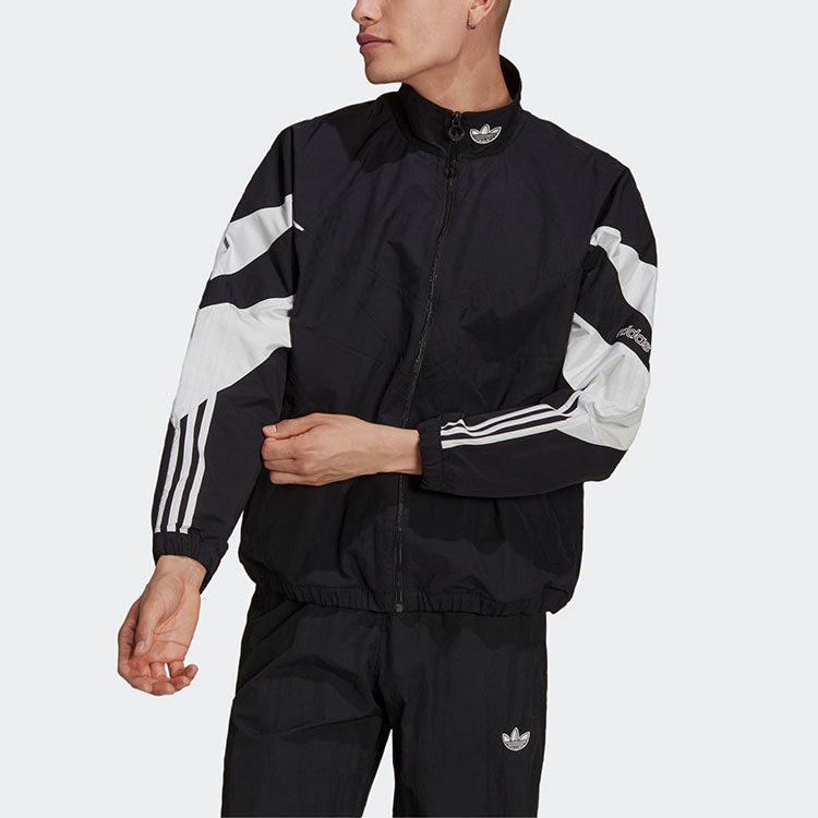 Куртка Men's adidas originals Color Block Stripe Logo Zipper Long Sleeves Stand Collar Sports Jacket Black H06752 — фото 4