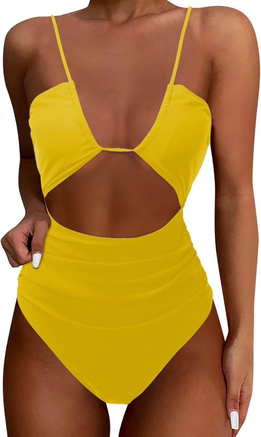 Женский слитный купальник с утяжкой живота Generic, Yellow