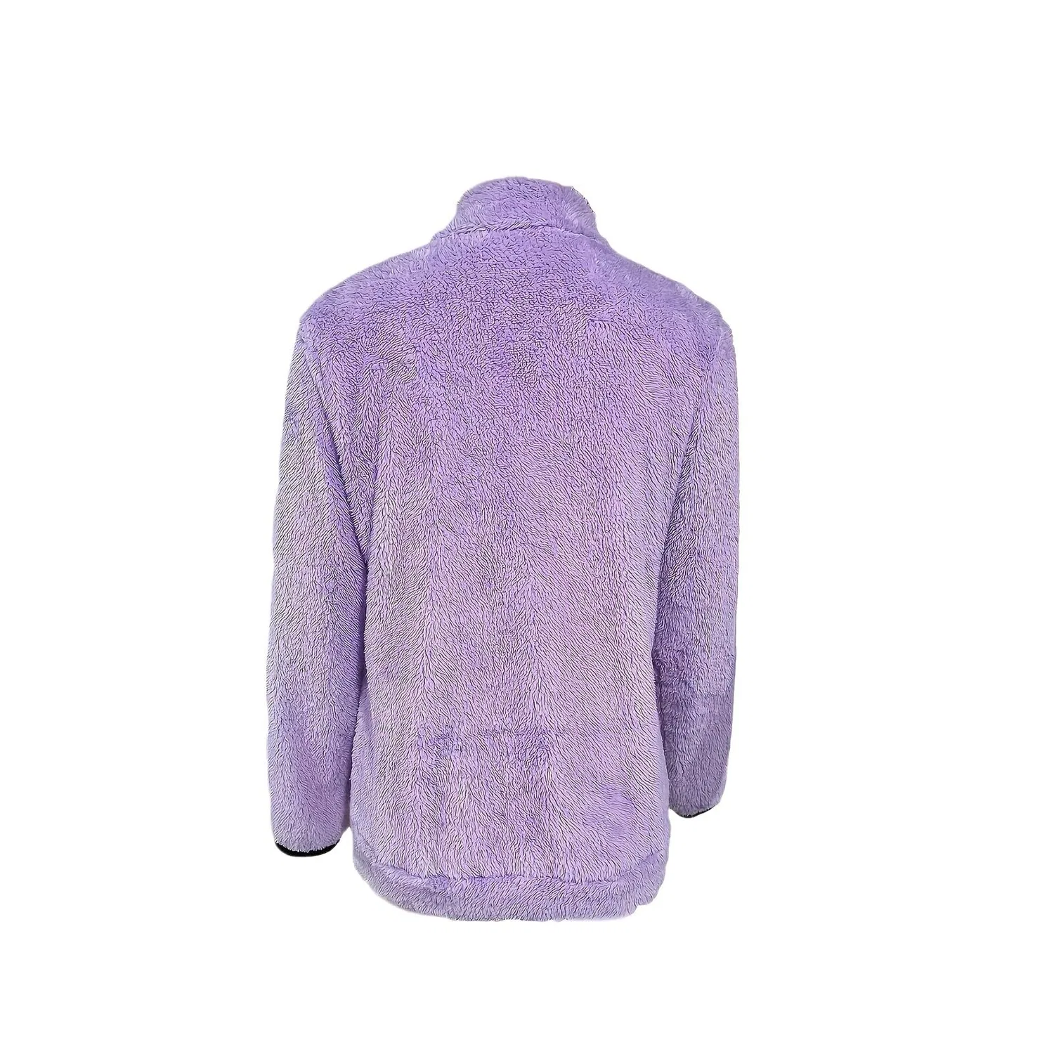 Женская куртка из флиса с воротником-стойкой и молнией, Light Purple — фото 4