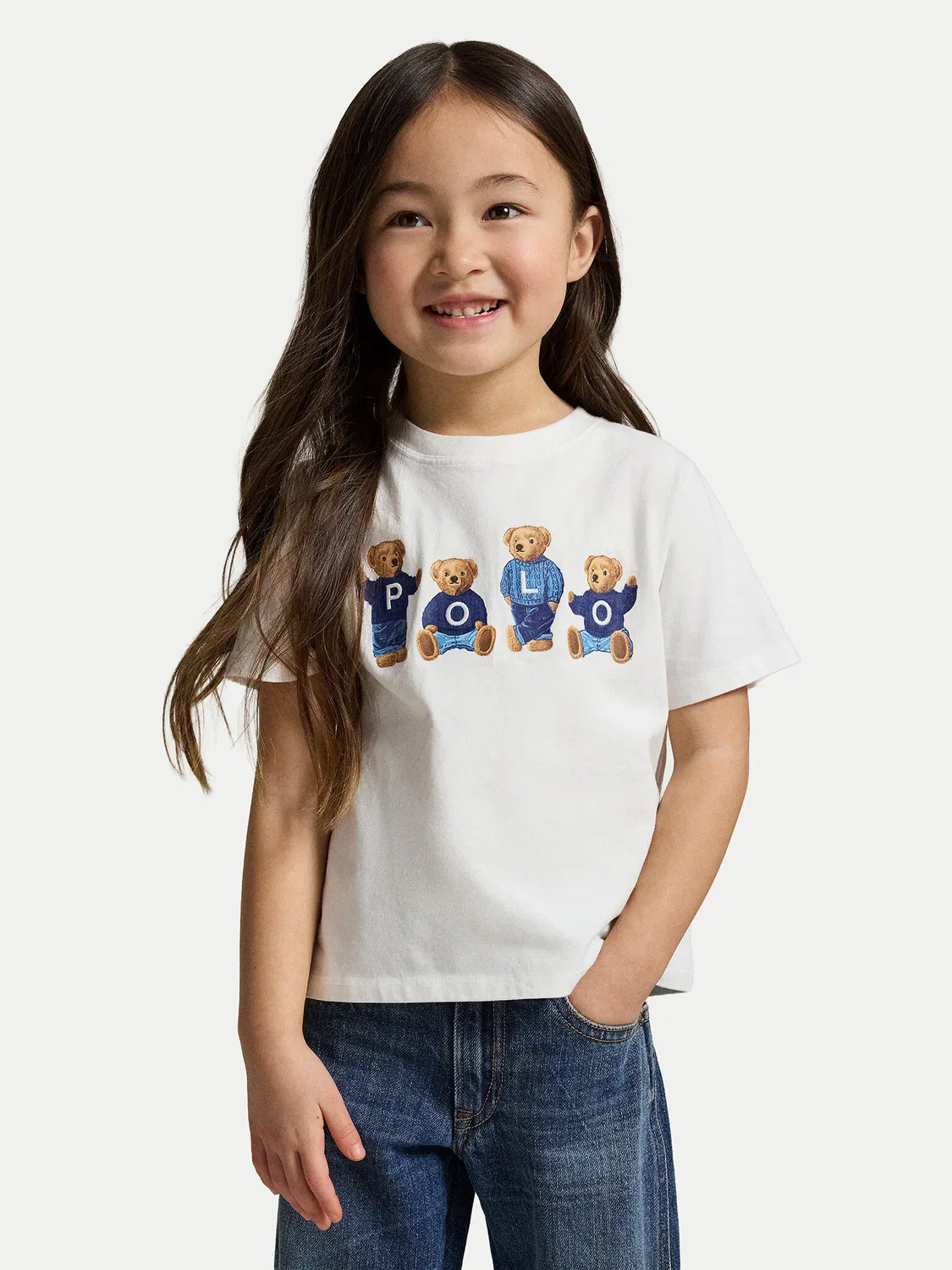 Футболка стандартного кроя для девочки Polo Ralph Lauren, белый