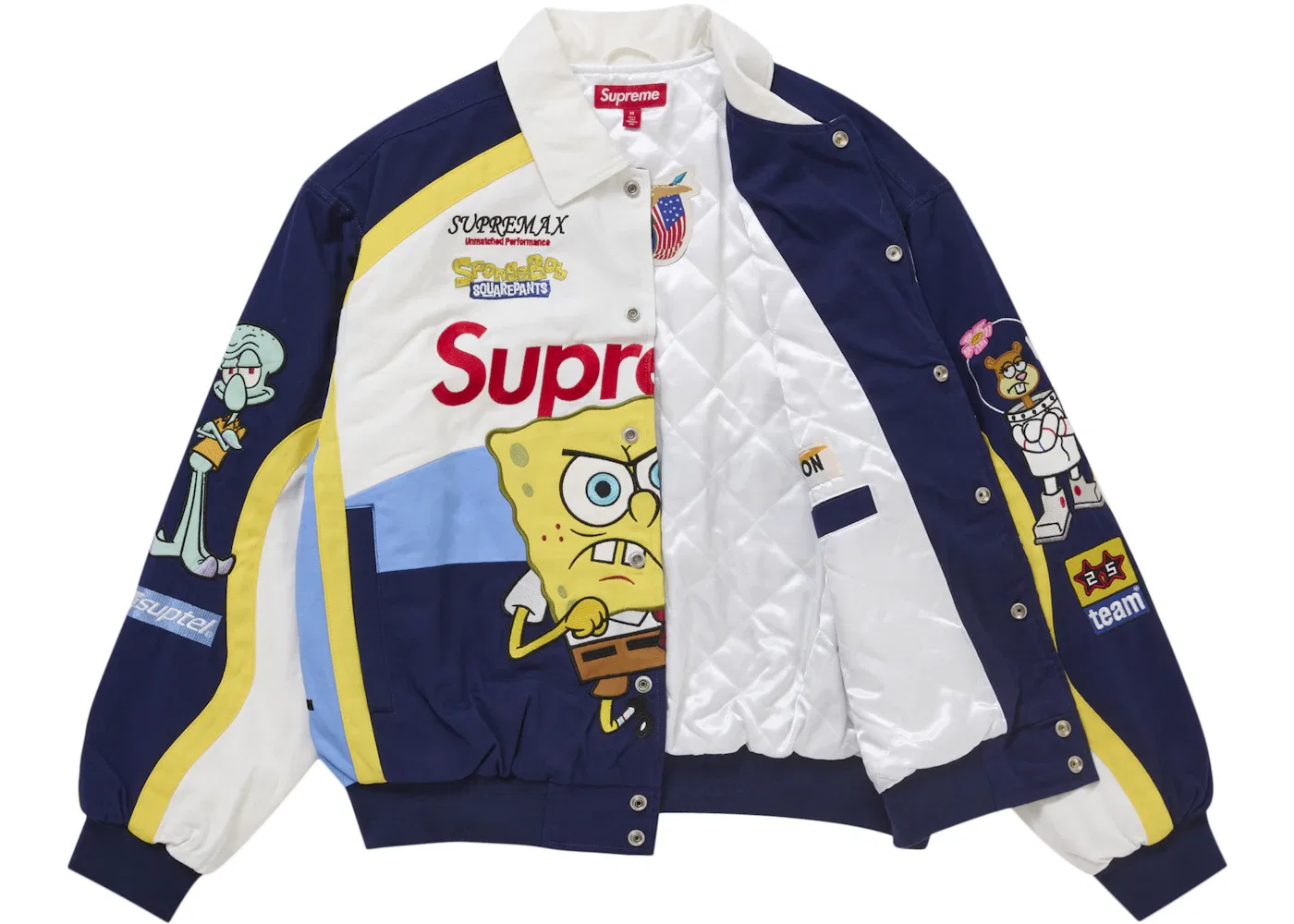 Мужская куртка с принтом SpongeBob SquarePants Jeff Hamilton Racing Jacket Supreme, White — фото 2