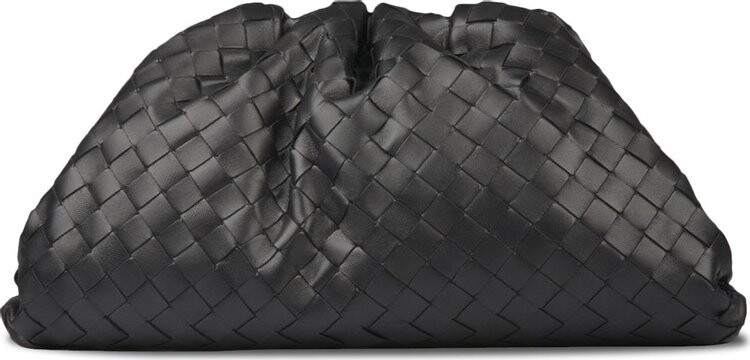 

Сумка Bottega Veneta The Pouch Soft Oversize Clutch In Woven Leather Black/Silver, черный