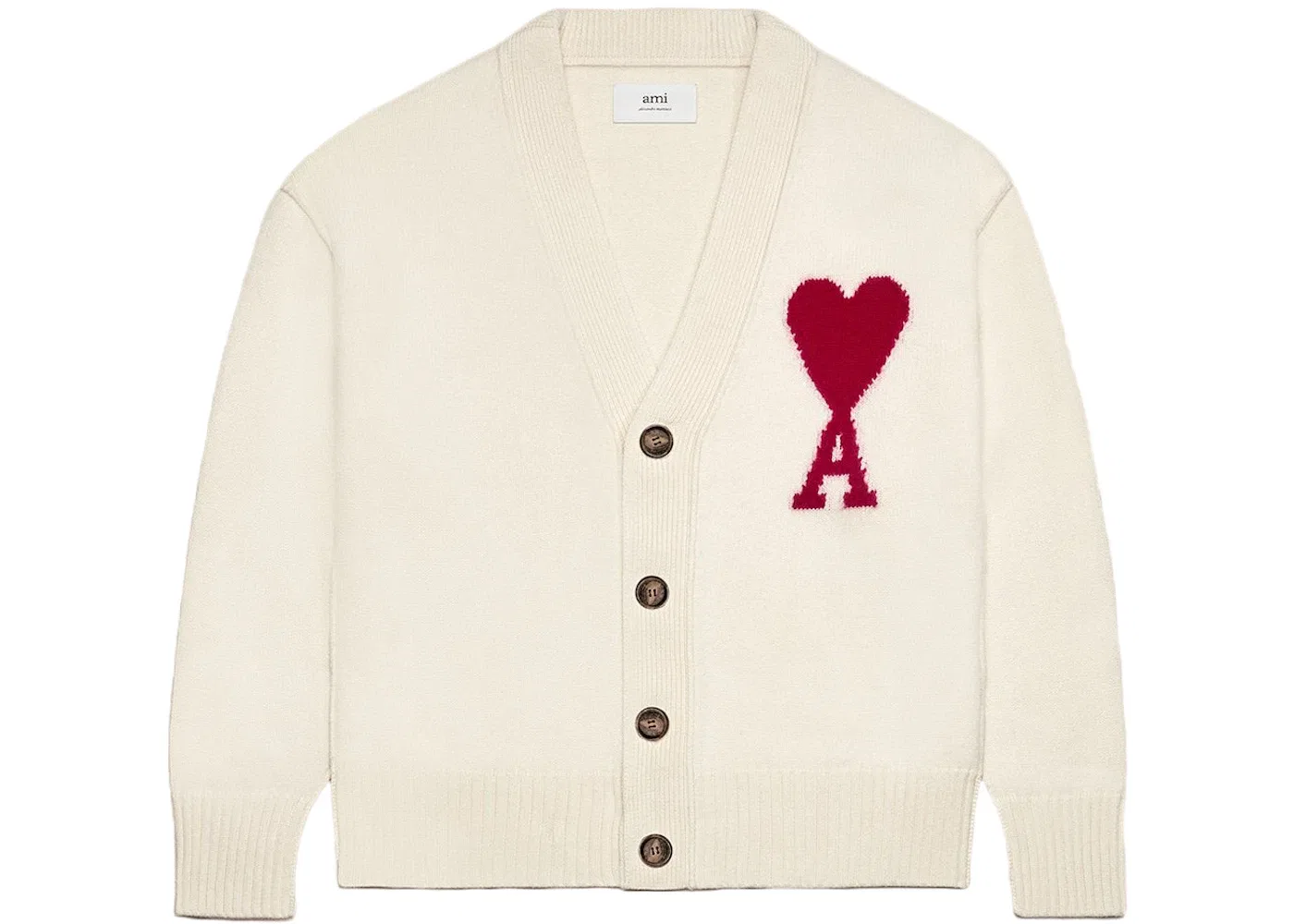 Мужской кардиган с принтом Ami De Coeur Cardigan Ami Paris, Off-White/Red