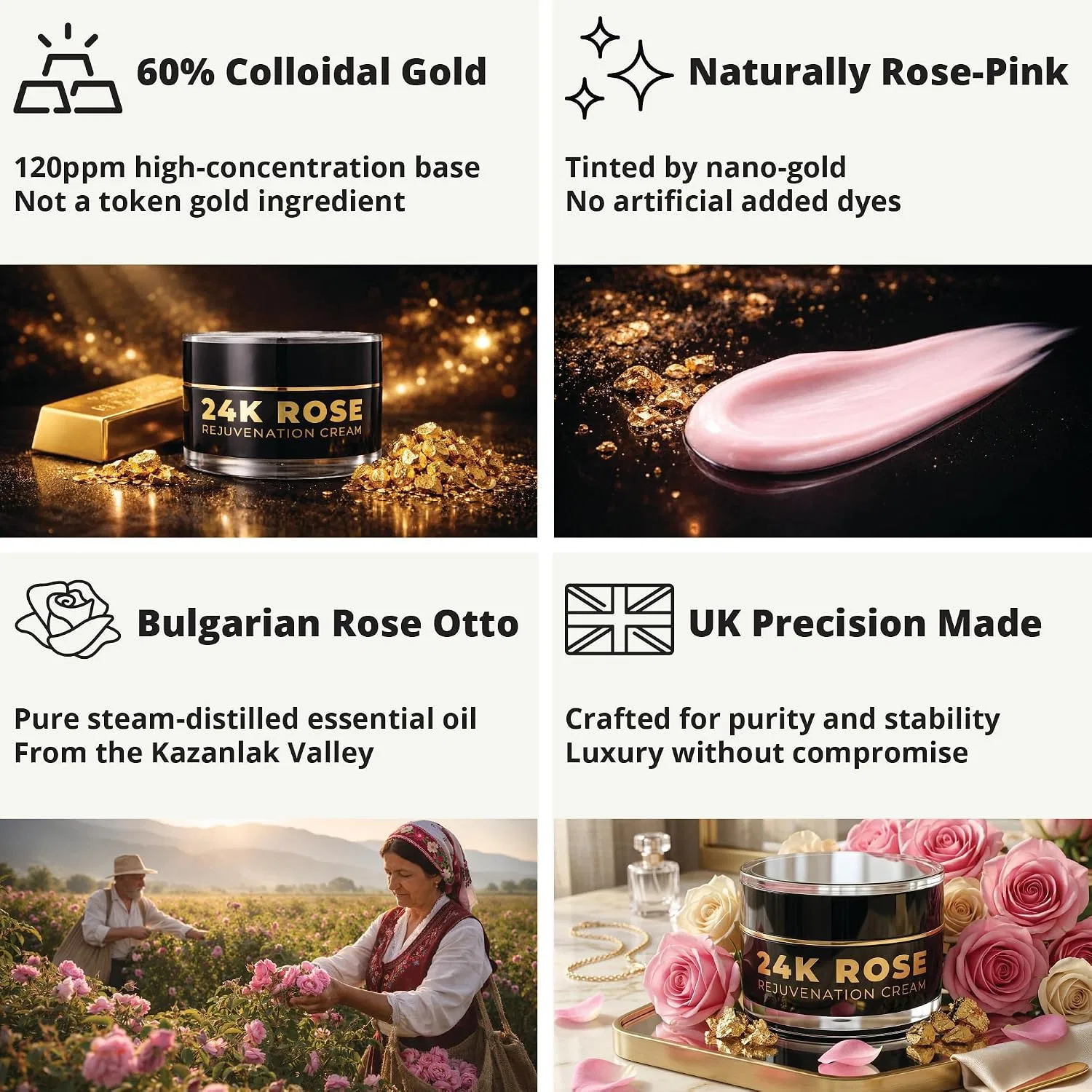 Крем для лица с коллоидным золотом и розовым маслом Vital Gold, 50 мл