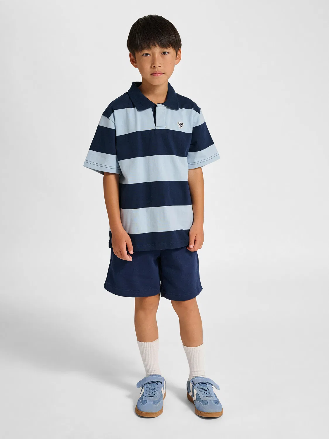 Детское поло свободного кроя Hmljr Loose Hummel, Blau Navyblau Gletscherblau — фото 3