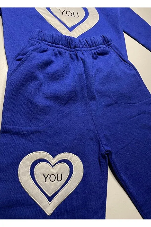 Детский комплект толстовки и брюк с сердцем Kids Clup, Blue — фото 3