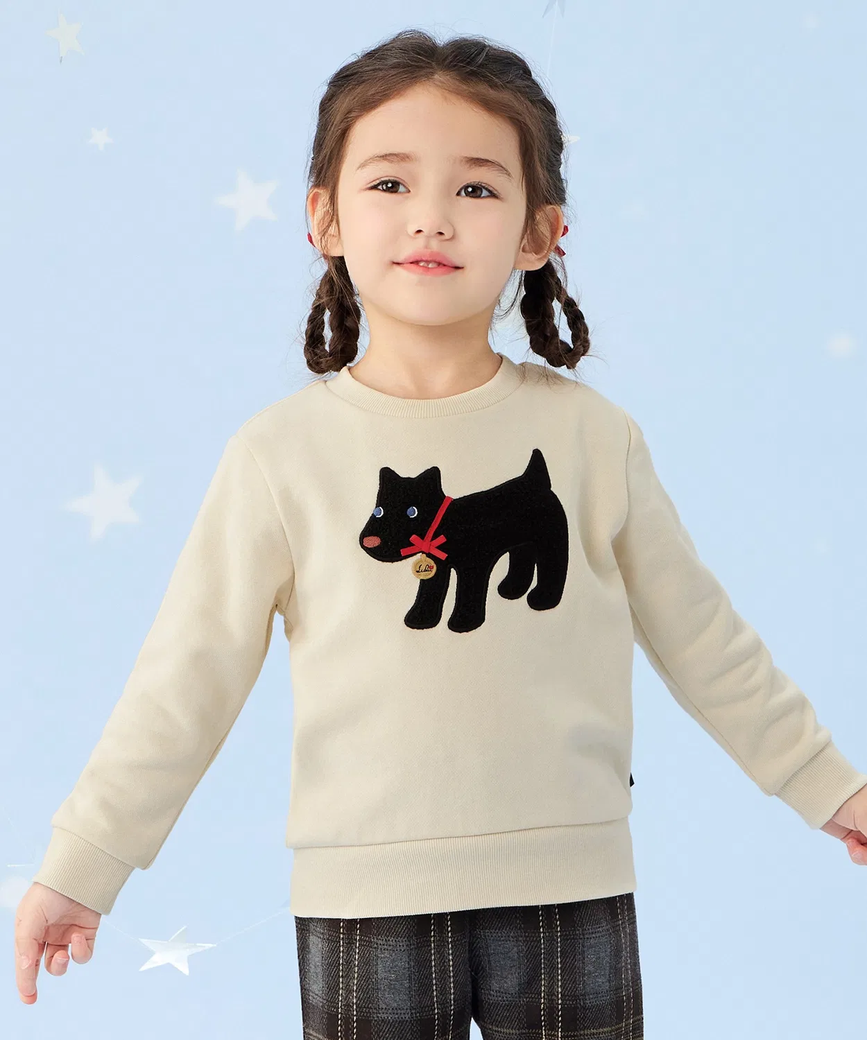 Детский свитшот с длинным рукавоми аппликацией Terrier combimini, Ivory