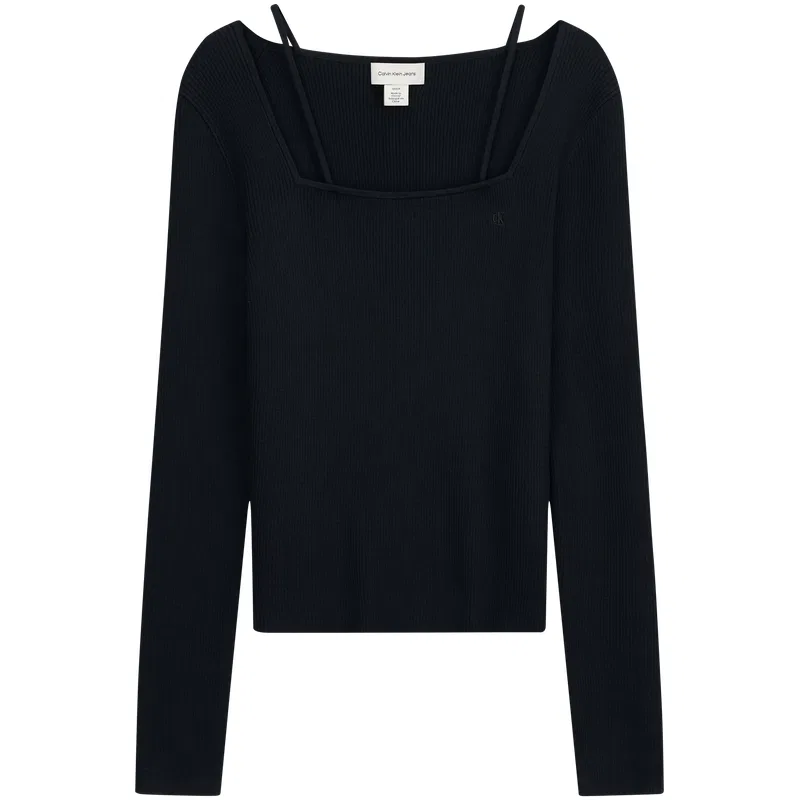 Женский джемпер с квадратным вырезом Calvin Klein, Space Black