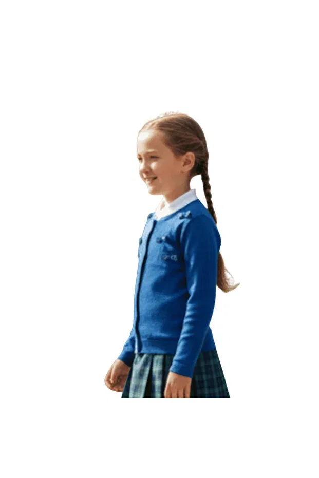 Детский кардиган для девочек хлопковый с бантом Cuties, Navy Blue — фото 3