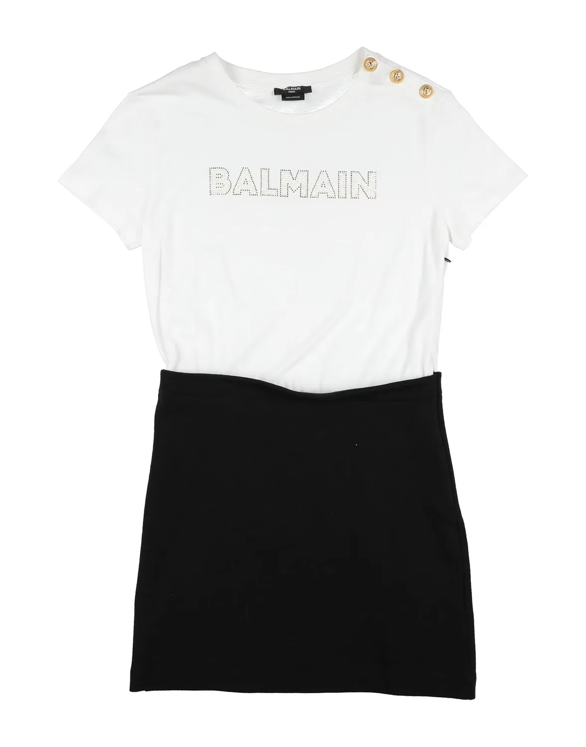 Детское платье для девочек с кристаллами Jersey Balmain, белый