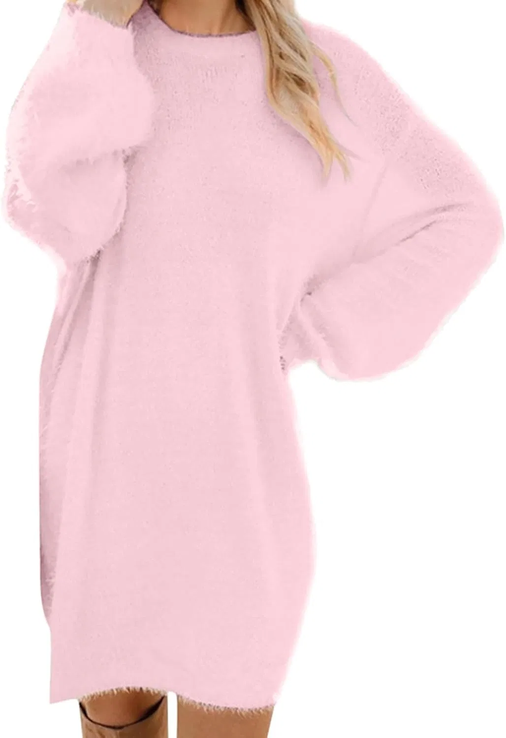 Женское свободное платье-свитер с воротником-стойкой, Oversized Flock, Pink