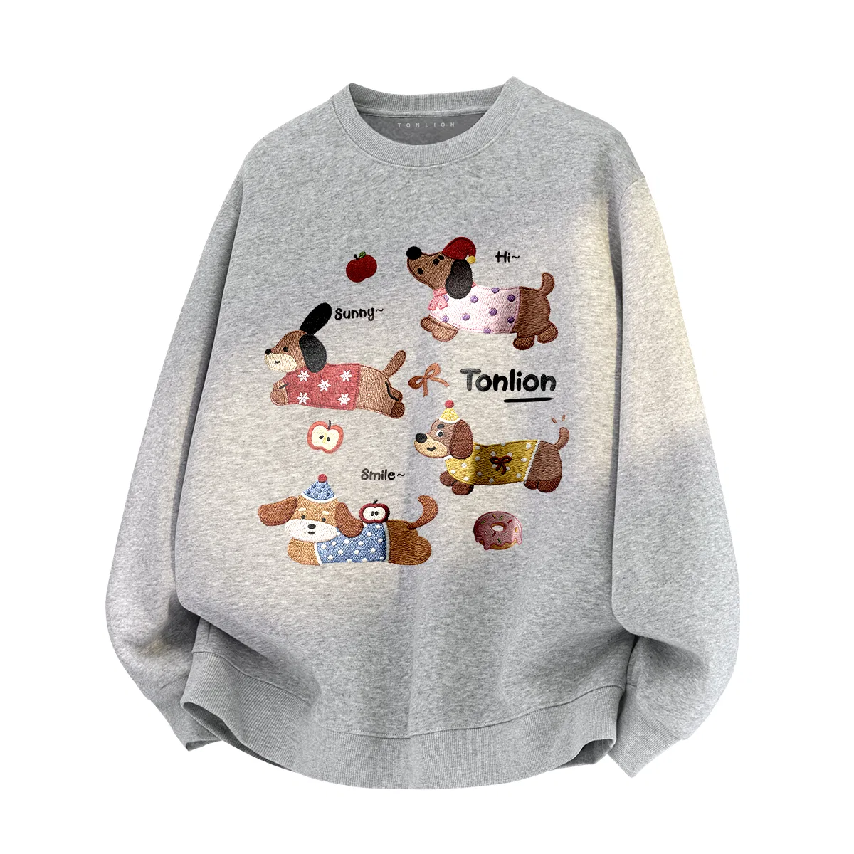 Детский свитшот с принтом Tonlion, Цвет: 420G Fleece-lined Heather Gray (t Warm and Cute Pet)