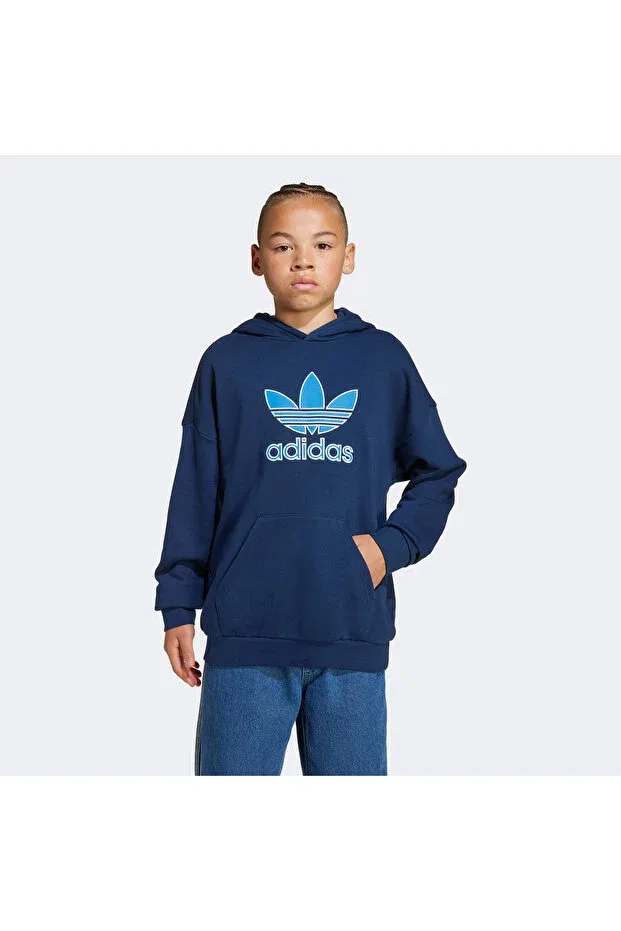Детское худи для девочек хлопковое Adidas, Navy Blue