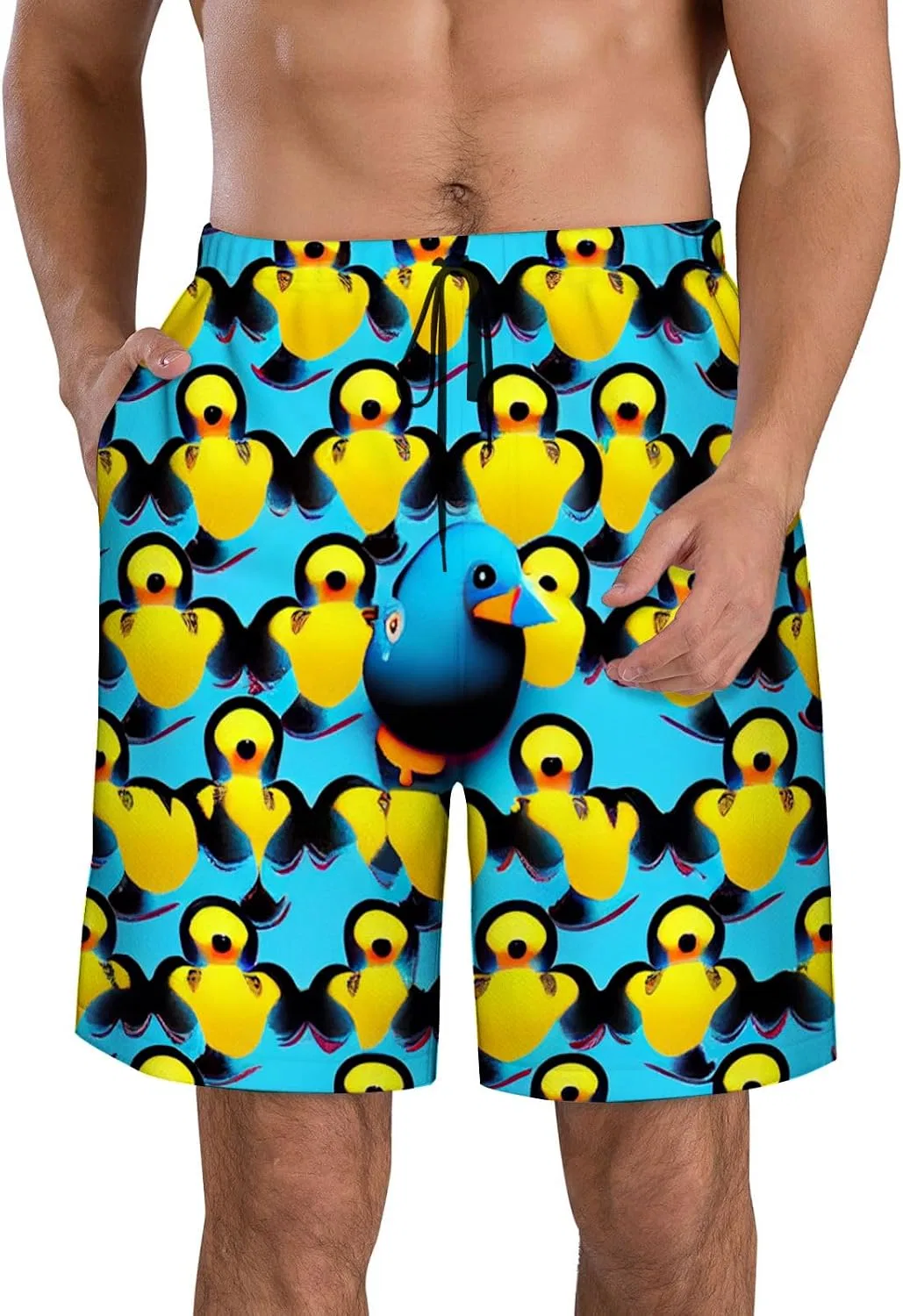 Женские быстросохнущие шорты для плавания с карманами 306, Yellow and Blue