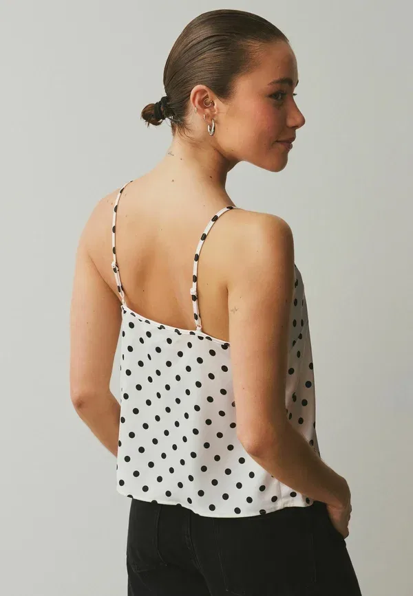 Топ с регулируемыми бретелями Next ecru polka dot, черный — фото 2