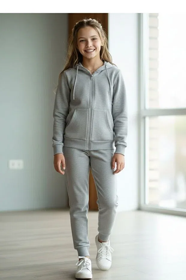 Детский спортивный комплект для девочек 3 предмета Cm Buseyiz, Black-Grey-Navy Blue — фото 3