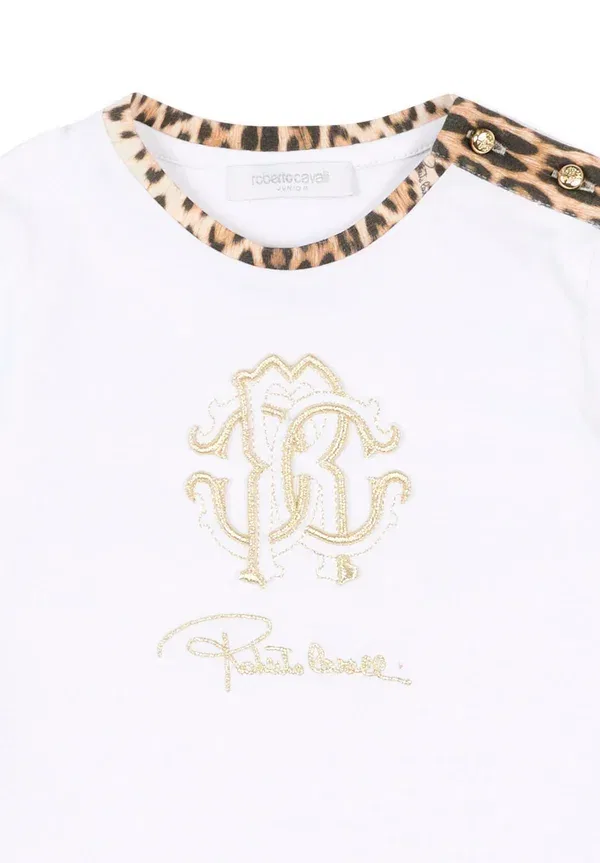 Футболка с вышивкой print t-shirt Roberto Cavalli Junior, белый — фото 3