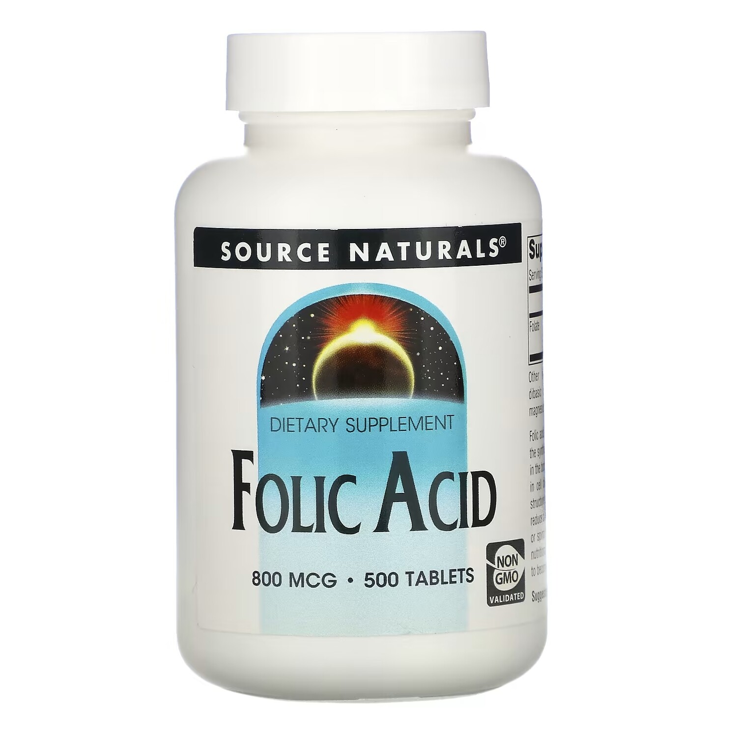 

Source Naturals Фолиевая кислота 800 мкг, 500 таблеток