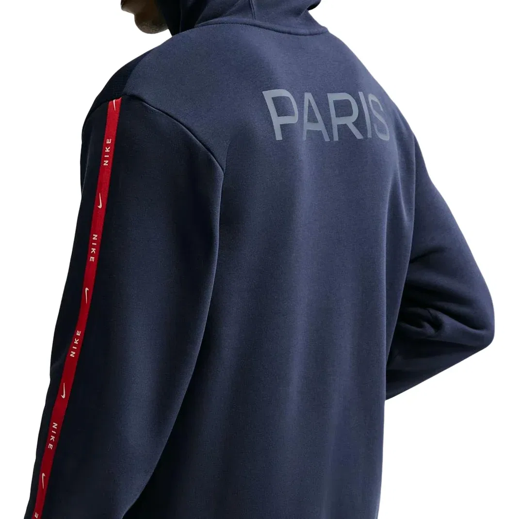 Мужское худи для футбола Paris Saint-Germain City Side Full-Zip Fleece Hoodie 'College Navy White' Nike, College Navy/White — фото 3