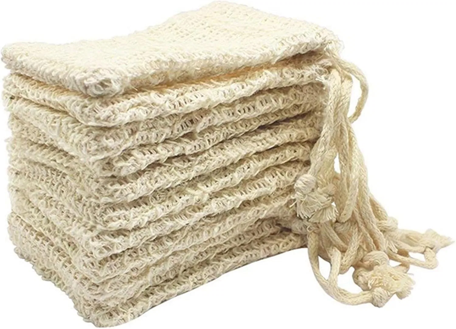 Набор мочалок для мыла Sisal, 90 шт, Oladfiop, 9x14 см, бежевый — фото 4