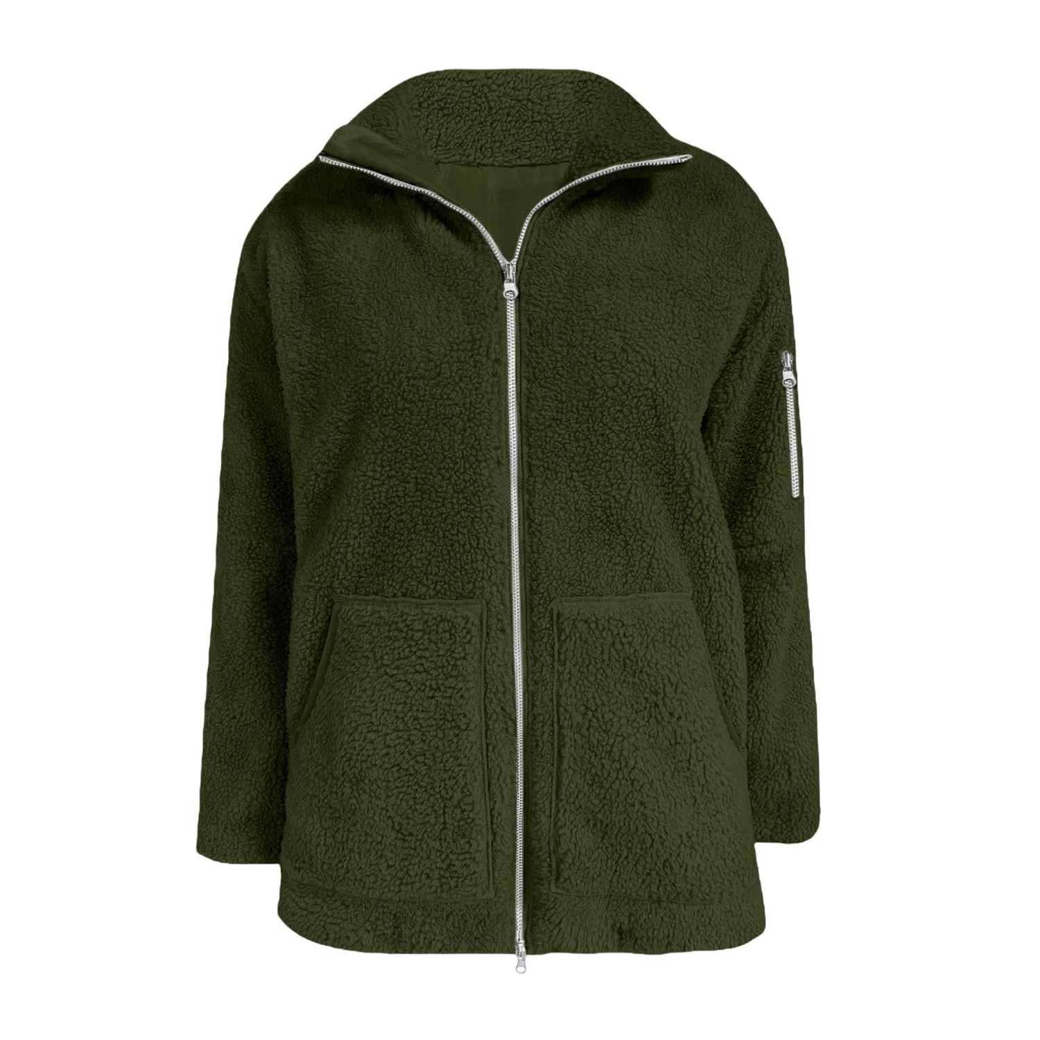 Женская флисовая куртка с принтом Oversized Fleece Jacket, Verde scuro — фото 4