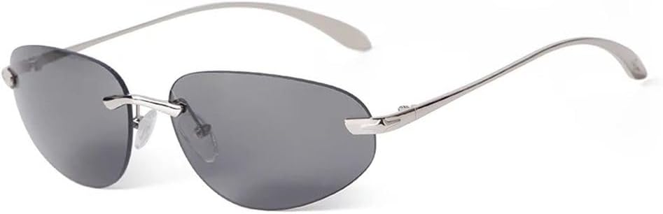 

Роскошные солнцезащитные очки «кошачий глаз» без оправы для мужчин и женщин, модные, с металлическим серебристым покрытием, изогнутая безрамочная конструкция, солнцезащитные очки для мужчин UV400, SUN1667 Generic, C3 Gray