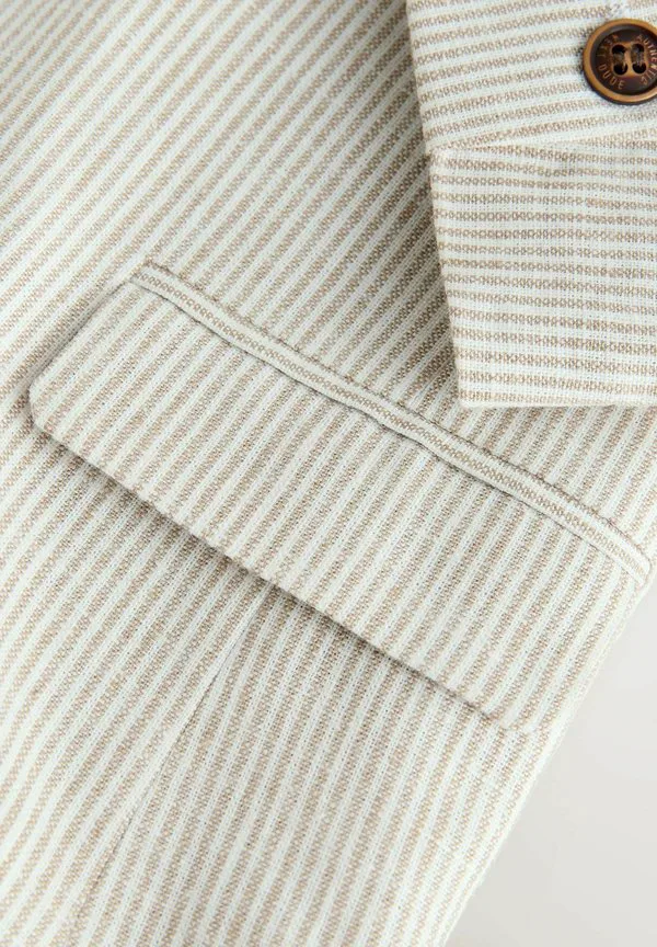 Короткое пальто стандартного кроя Next, Neutral Stripe Linen Blend — фото 2