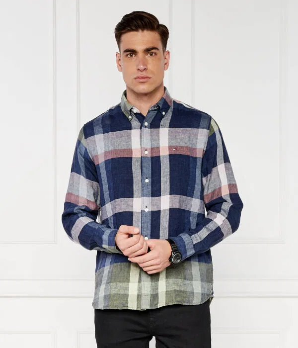 Мужская рубашка из льна с длинным рукавом Tommy Hilfiger, мультиколор — фото 3