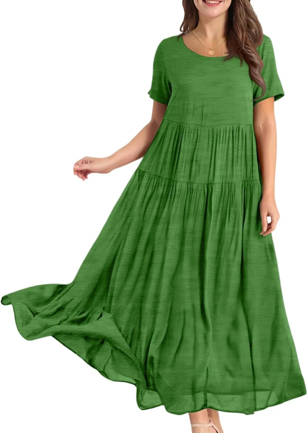Платье макси свободного кроя Boho Beach Vacation, Green