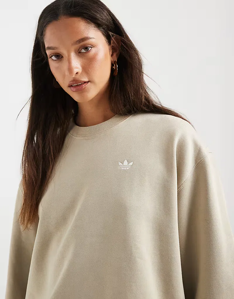 Толстовка Adidas Originals Essentials с длинным рукавом, флисовая, хаки, три — фото 3