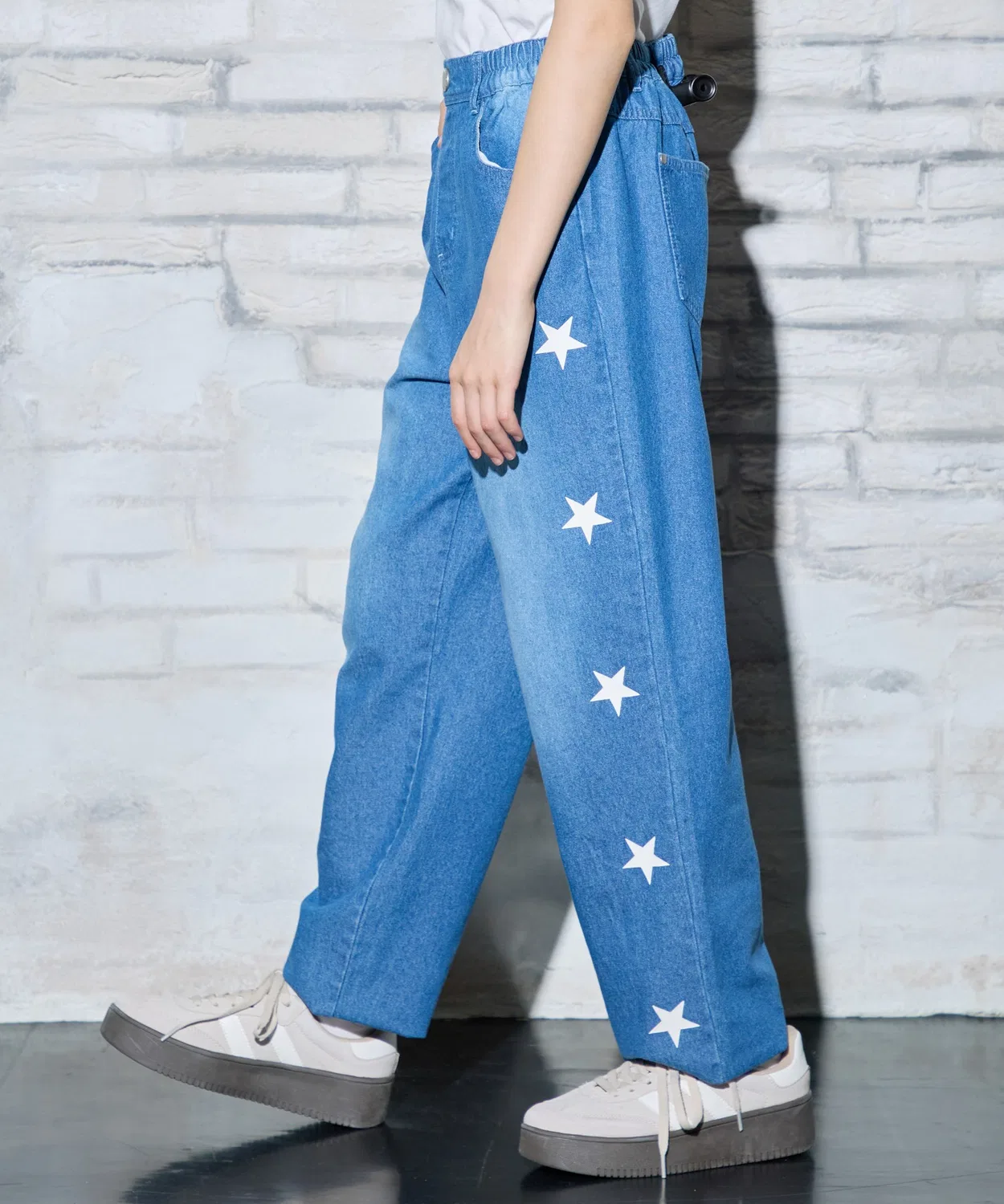Детские джинсы с принтом звезды, модель Curve, cross marche, Blue