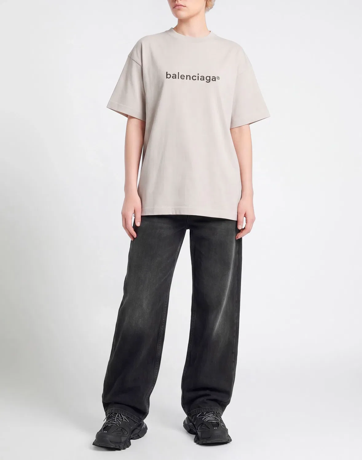 Женская футболка хлопковая Balenciaga, бежевый — фото 2