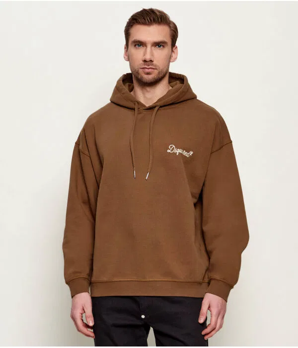 Мужской пуловер с капюшоном D2 Signature Dsquared2, коричневый